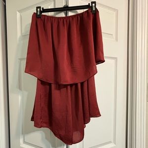 Maroon Silky strapless romper